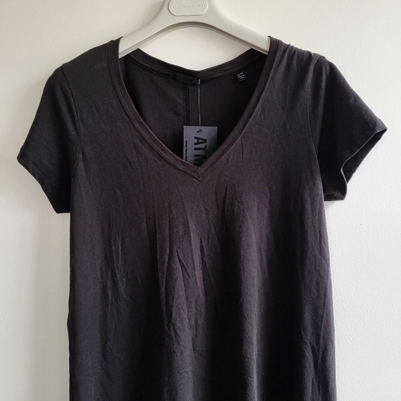 New ATM ANTHONY THOMAS MELILLO Slip On Cotton-Jersey Black T-Shirt Dress NWT XS - Picture 9 of 14